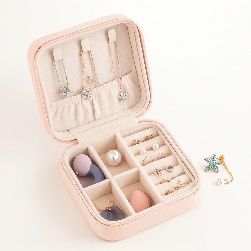 Portable Jewelry Storage Box | Leather Organizer | Travel Case | Multipurpose Gift Box for Jewellery & Hair Accessories